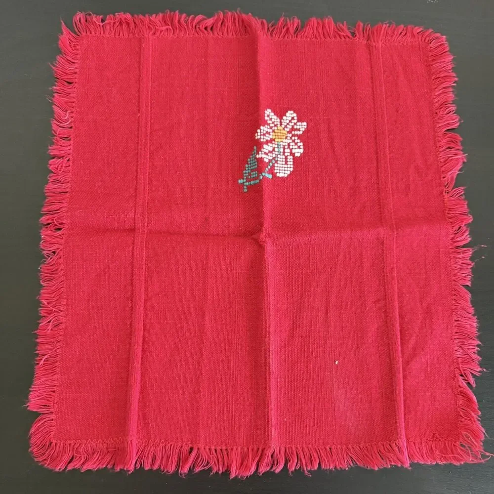 Vintage Cross Stitch Linen Napkins Lot of 13